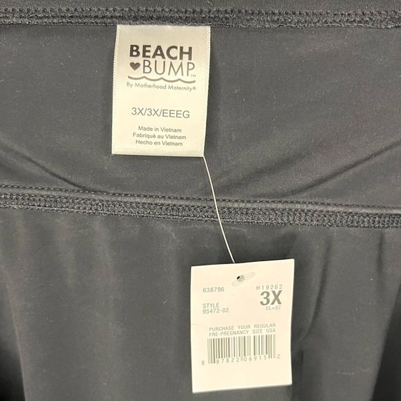 #91 Beach Bump PLus Size Smocked Waist Maternity One Piece Swimsuit UPF 50+ - Picture 10 of 10